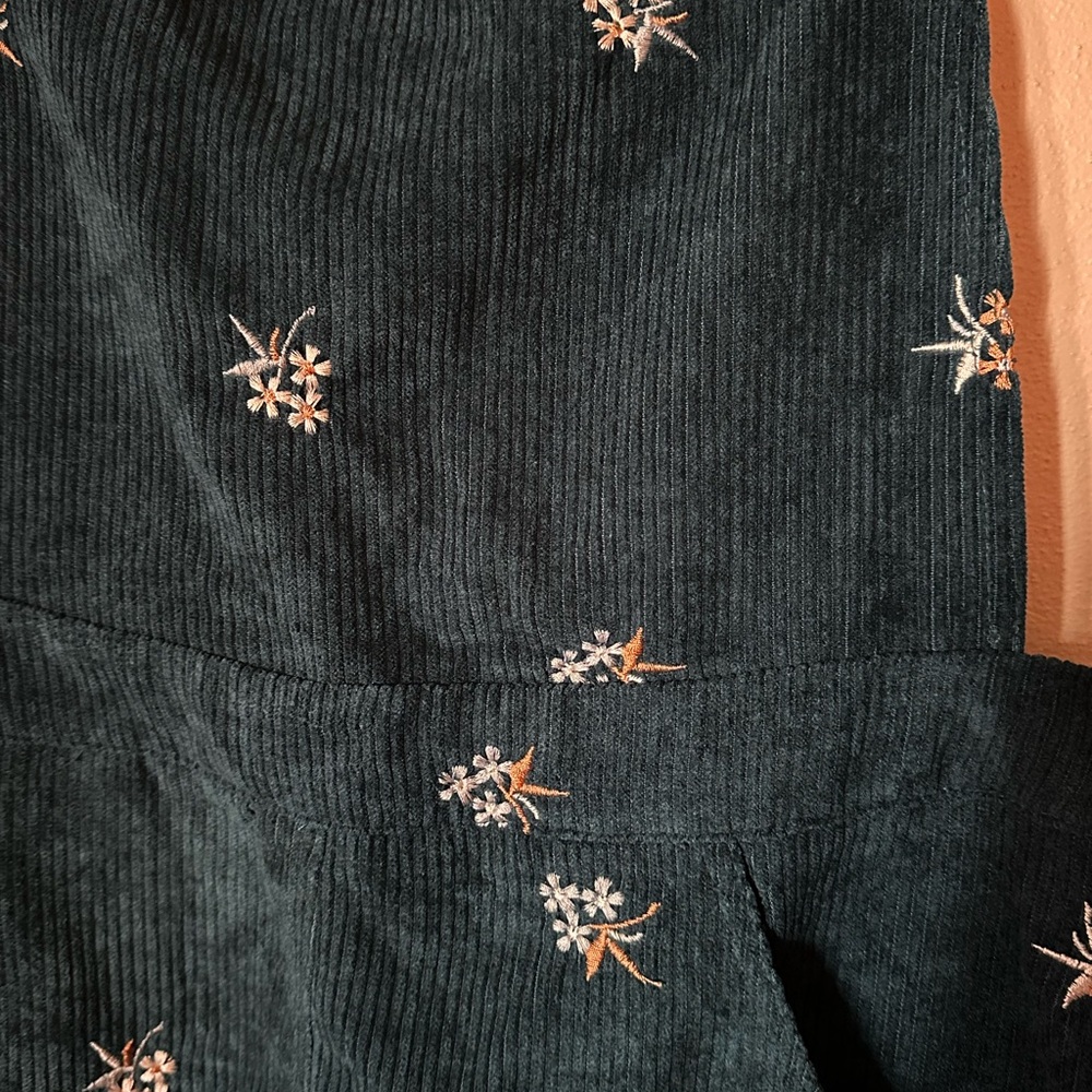 Cider Blue Corduroy Mini Dress with Floral Embroidery - Picture 3 of 3